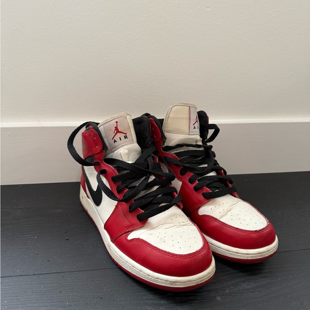 Jordan Red and White Sneakers with Black Accents